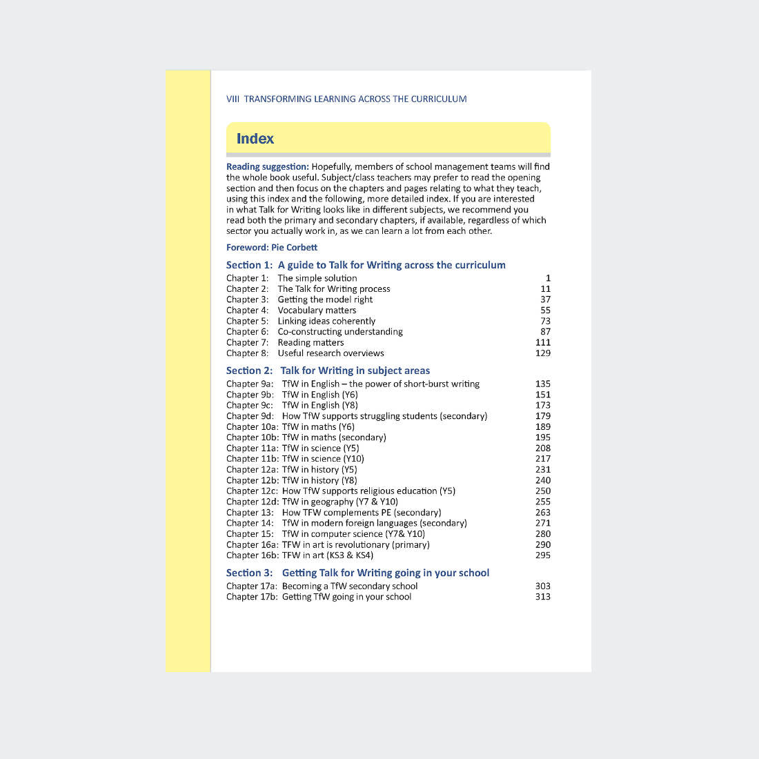 Transforming Learning Across the Curriculum Index